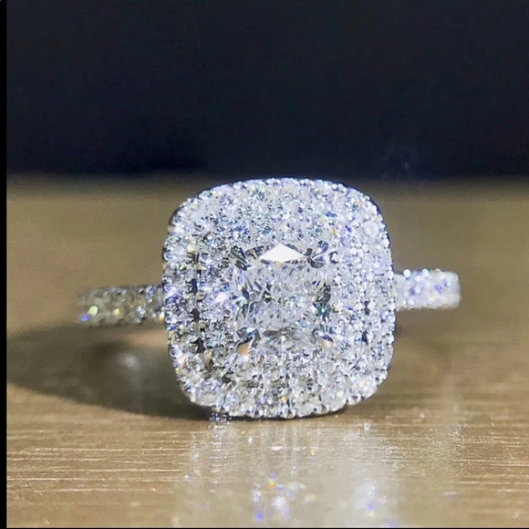 New 925 Silver Noble Design Square Diamond Ring - Picture 5 of 5